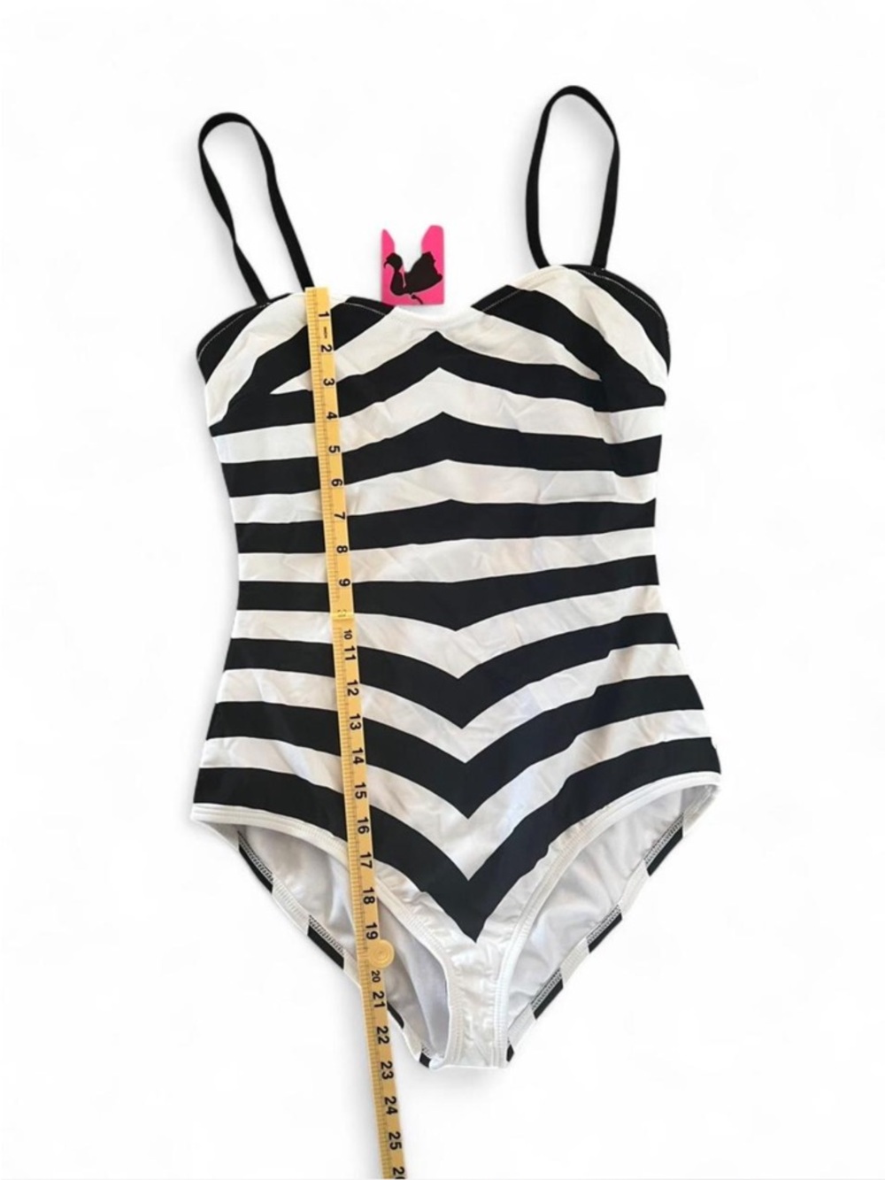 Unique Vintage Black and White Striped One-Piece Swimsuit - Picture 5 of 8